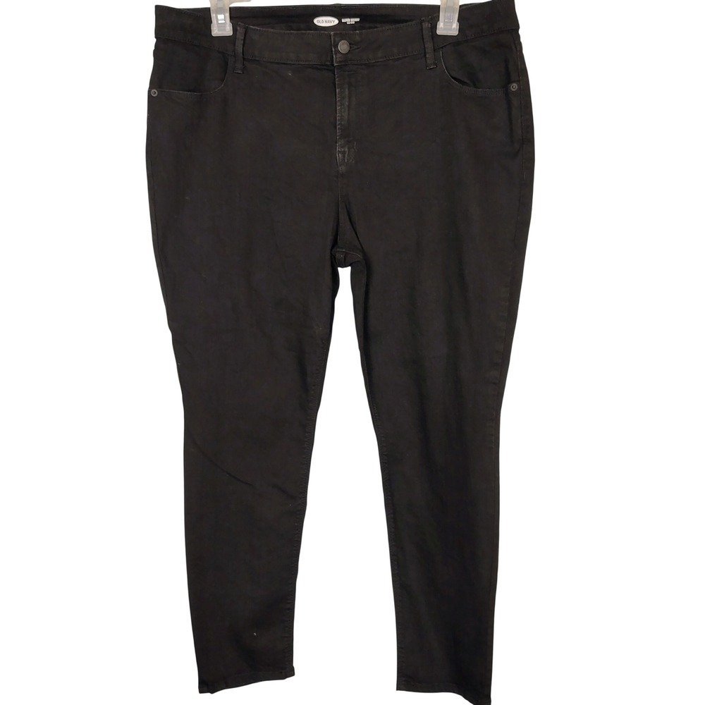 Old Navy‎ Super Skinny Mid-Rise Black Jeans Size 18 Slim Fit Denim goth rock